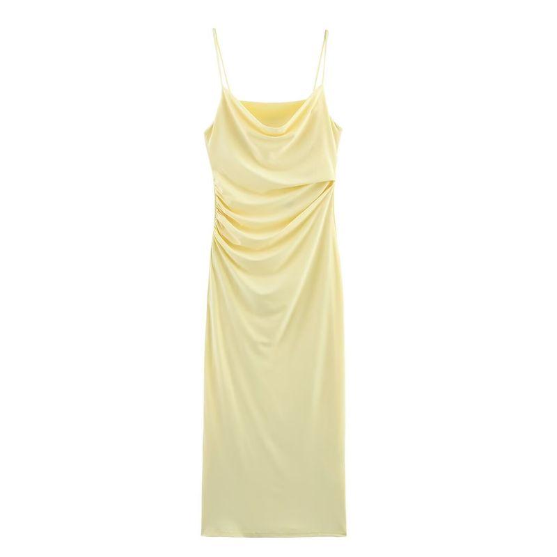 Kaslead New Women Clothes Western Style Pleat Decoration Sleeveless Midi Dress 1165016 300