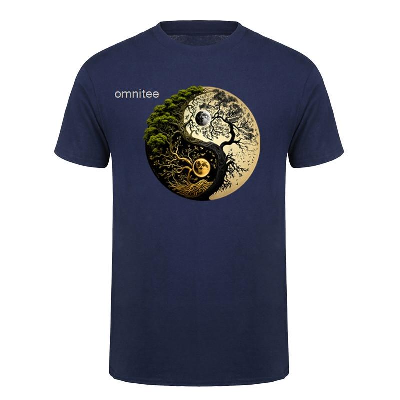 New Design Tree of Life Yin Yang TShirt Short Sleeve Streetwear Tee Cotton Loose Oversized T Shirt HJ043