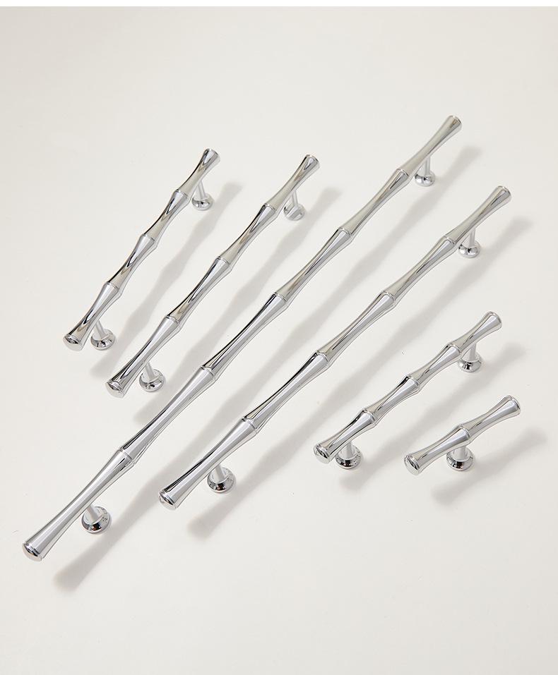 Brass Chrome Bamboo Wardrobe Handle - Modern Luxury Minimalist Nordic Drawer/Wine Cabinet Handle