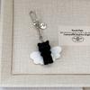 Cartoon Flocking Cat Pendant Keychain Y2K Butterfly Wings Key Ring For Women Girls Cute Camera Bag Pendant Decoration Gifts