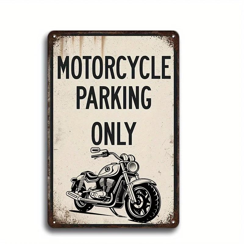 1pc, Motrocycle Parking Only Garage Metal Sign Outdoor Plaque Decoration, Home Decor, Wall Sign Vintage Retro