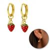 Stainless Steel Earrings Plated with 14K Gold Hanging Strawberries