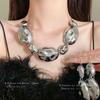 Oval Irregular Geometric Necklace - Unique Metal Clavicle Chain, Fashionable and Elegant Design