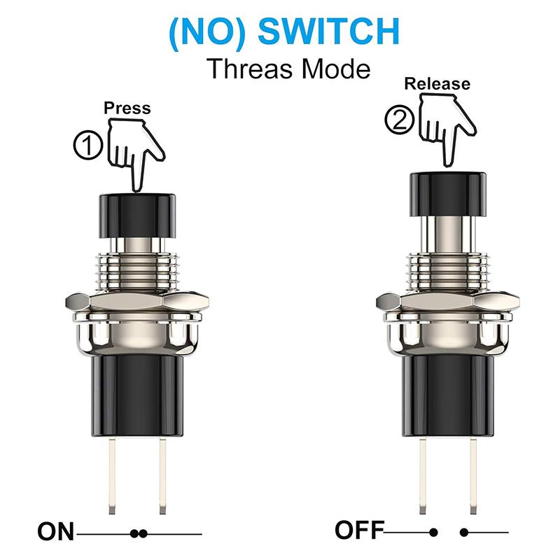 20pcs 1A 250VAC SPST Mini Pushbutton Switches Normally Open(NO) Black & Red Cap Momentary Push Button Switch