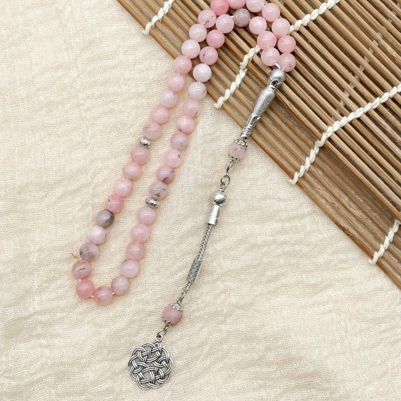 Handmade Glass Bead Bracelet With 45 Simulated Jades Beads Hui Cultural Pattern Portable Daily Jewelry