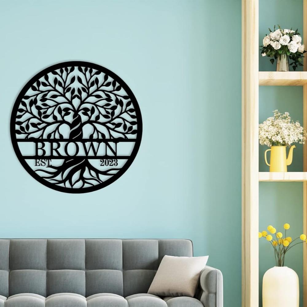 Personalized Tree of Life Metal Wall Sign - Custom Engraved Names, Ideal for Anniversary, Wedding or Mother's Day Gifts, Decorative Hanging Ornament