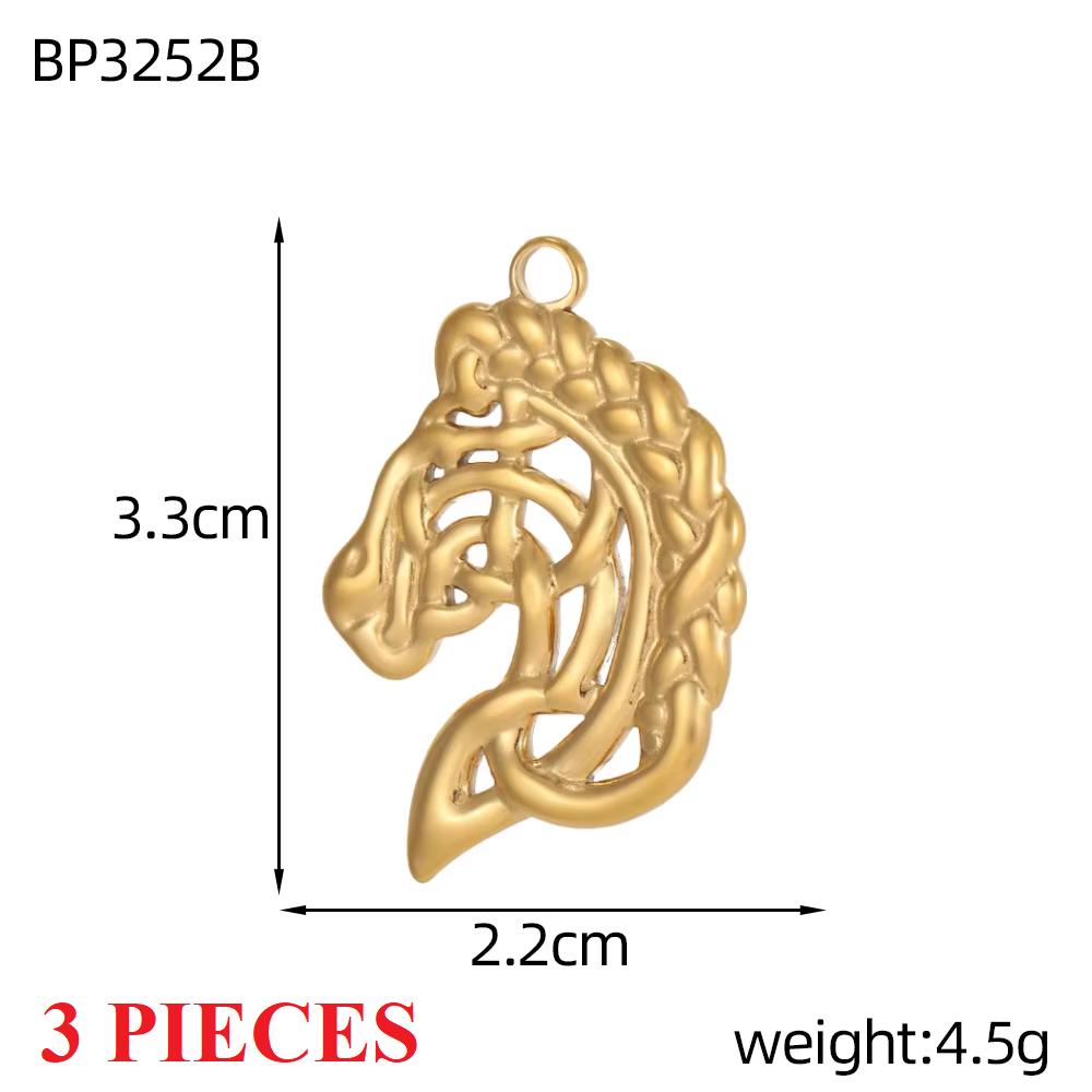 3PCS/LOT CARLIDANA Gold Plated Stainless Steel Charms, Flower Animal Heart Bow Pendants for DIY Necklace Jewelry Making