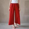 New Arrivals Open Run Women 100  Cotton Embroidery Design Wide Leg Pants