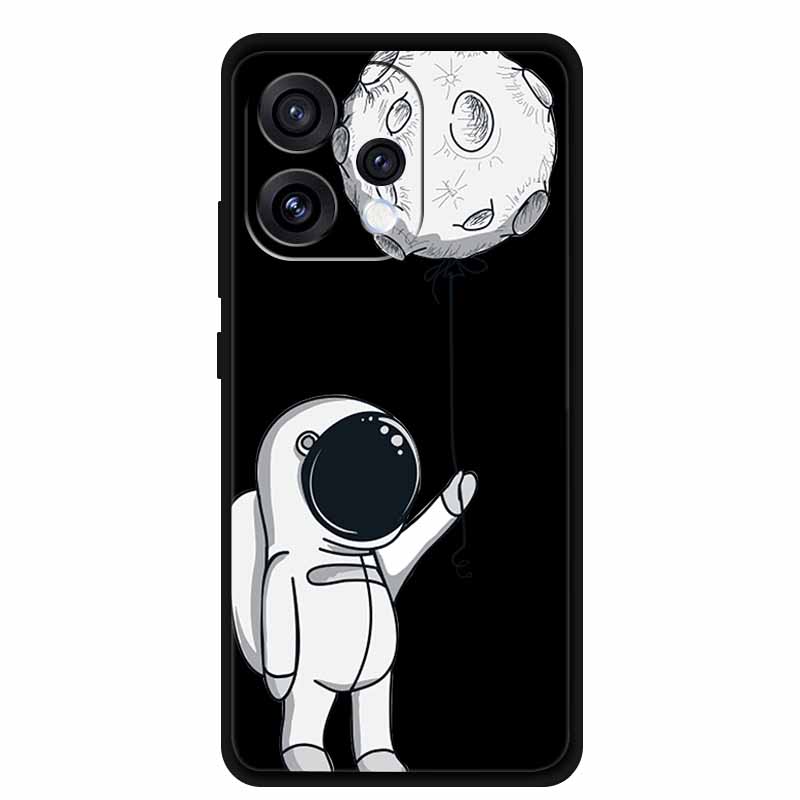 For Oppo Reno15 5G Case Flower Black Silicone Soft Protective Back Covers For Oppo Reno 15C 2025 Phone Case Coque Cartoon Shells