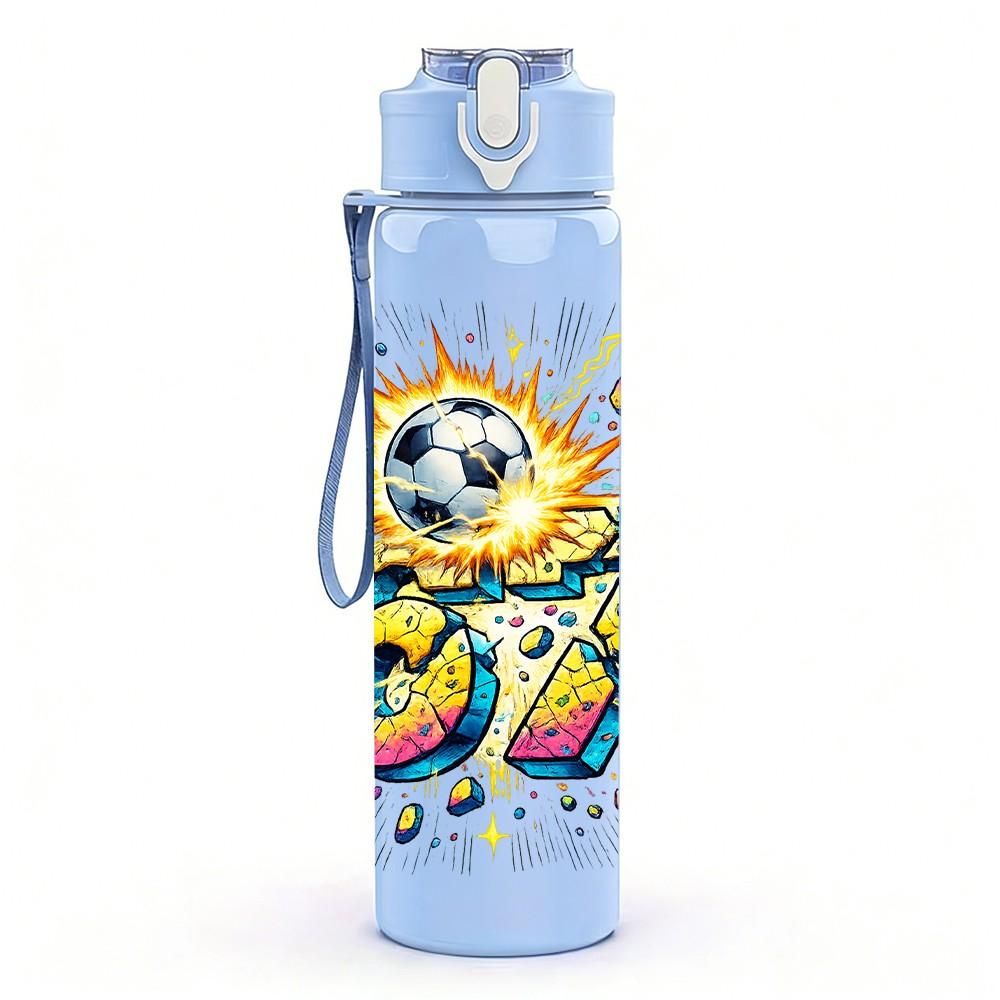 1PC Color Burst Sport Graffiti Art Print 750ml Color Plastic Sports Water Bottle Leakproof Flip Straw Lid Suitable for Sports Office Home Use