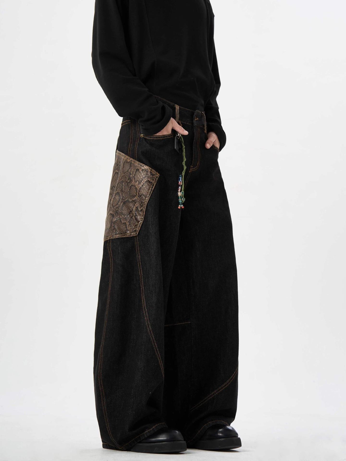 

Джинсы Bootcut JYL для мужчин, американская клетка, нашивки, весенний трендовый уличный стиль, широкие джинсовые 3XL амарантовый