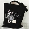 Cartoon Beagle Dog Print Canvas Tote Bag Fashion Animal Shoulder Shopping Bag for Men Women Teens