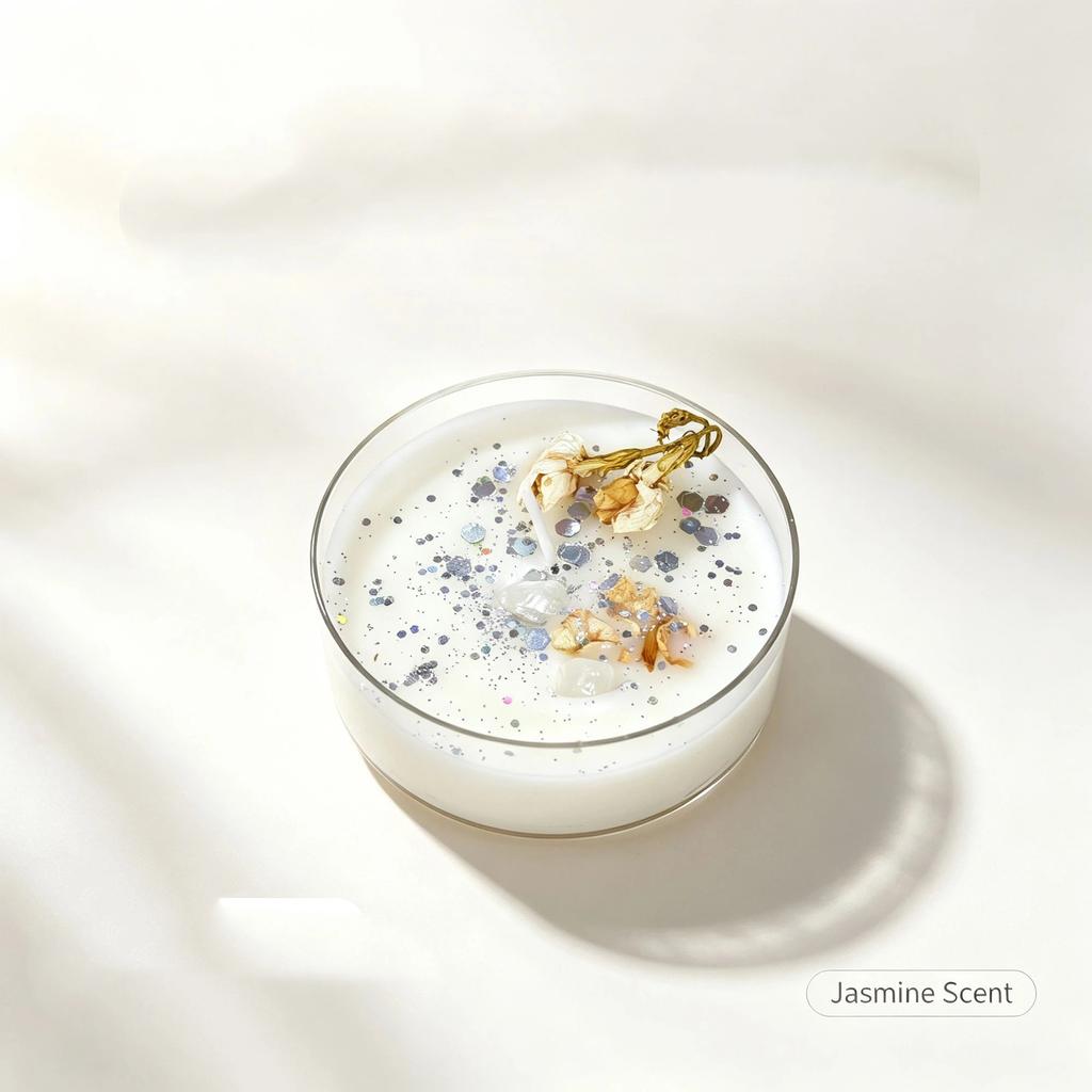 Dried Flower and Glitter Scented Candles: Colorful Handcrafted Botanical Scented Bedroom Candles