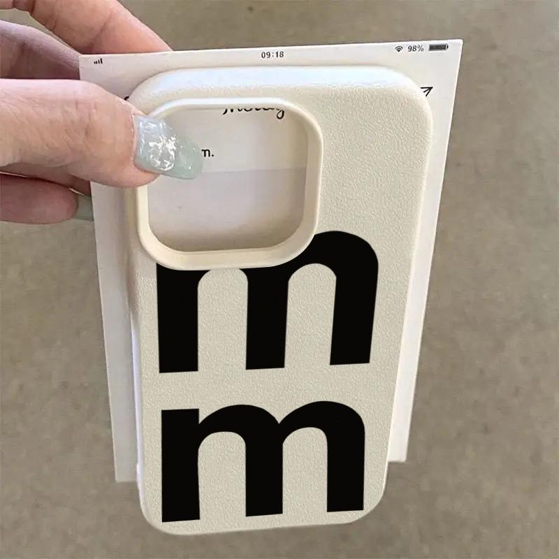 Black Letter "M" Print Phone Case For iPhone 17 Air 16 15 14 13 12 11 Pro Max X XR XS Max 17 Plus 17 Pro Soft  Cover Carcasa