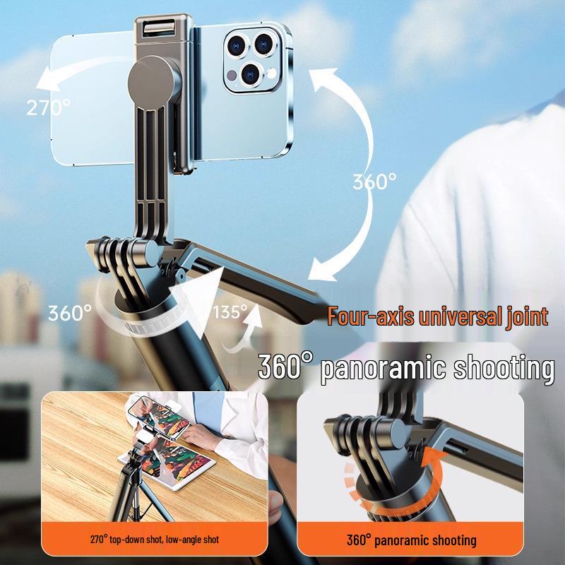 Bluetooth Selfie Stick & Tripod: Portable Telescopic Phone Holder for Desktop & Floor Use