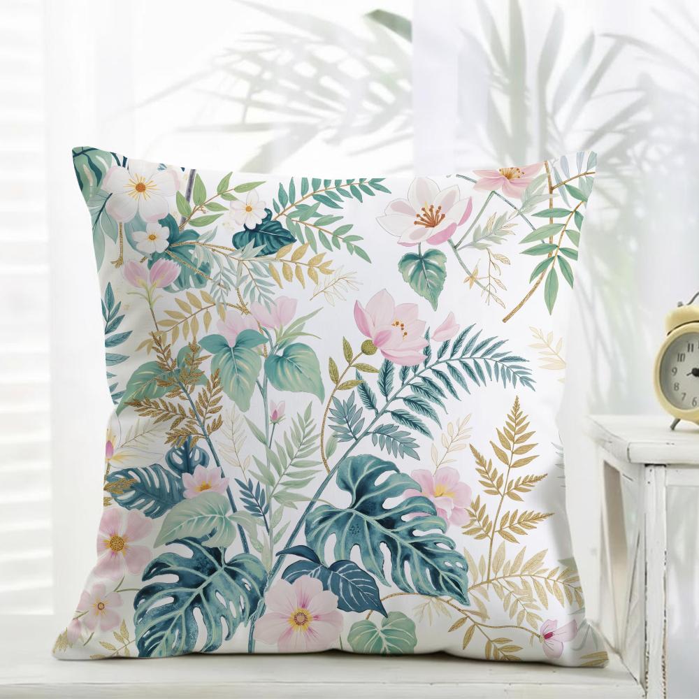 Fashion Classic Retro Watercolor Floral Cushion Cover Daily Washable Linen Pillowcase Soft for Sofa Bed Home Room Decor