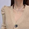 Palace style necklace, double-layered pearl oval pendant, beautiful casual clavicle chain
