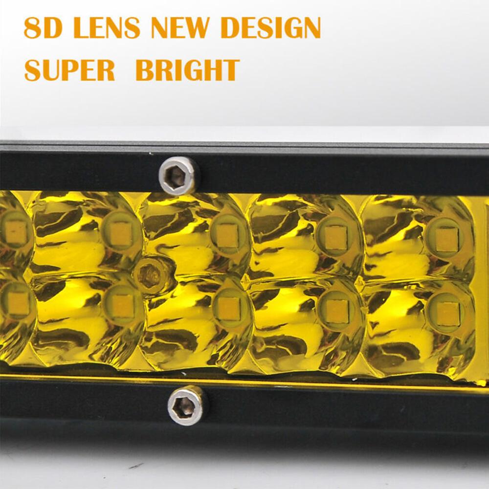 7in 60W Yellow Lens LED Work Light Bar Offroad Fog Driving Lamp IP68 Water Proof Car 4WD Truck Lamp