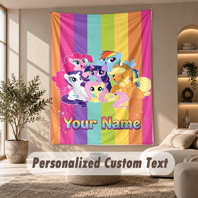 My Little Pony Tapestry, Personalized Custom Text, Wall Hanging Tapestry For Living Room Home Wall Decor