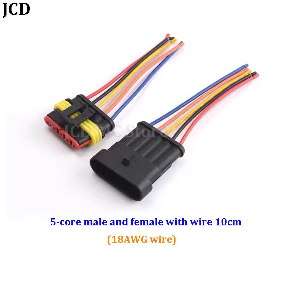 2/5/10 Sets HID 1/2/3/4/5/6 Pin Way Waterproof Electrical Wire Connector with 10CM 18AWG Wire for Car/Truck Harness Wiring