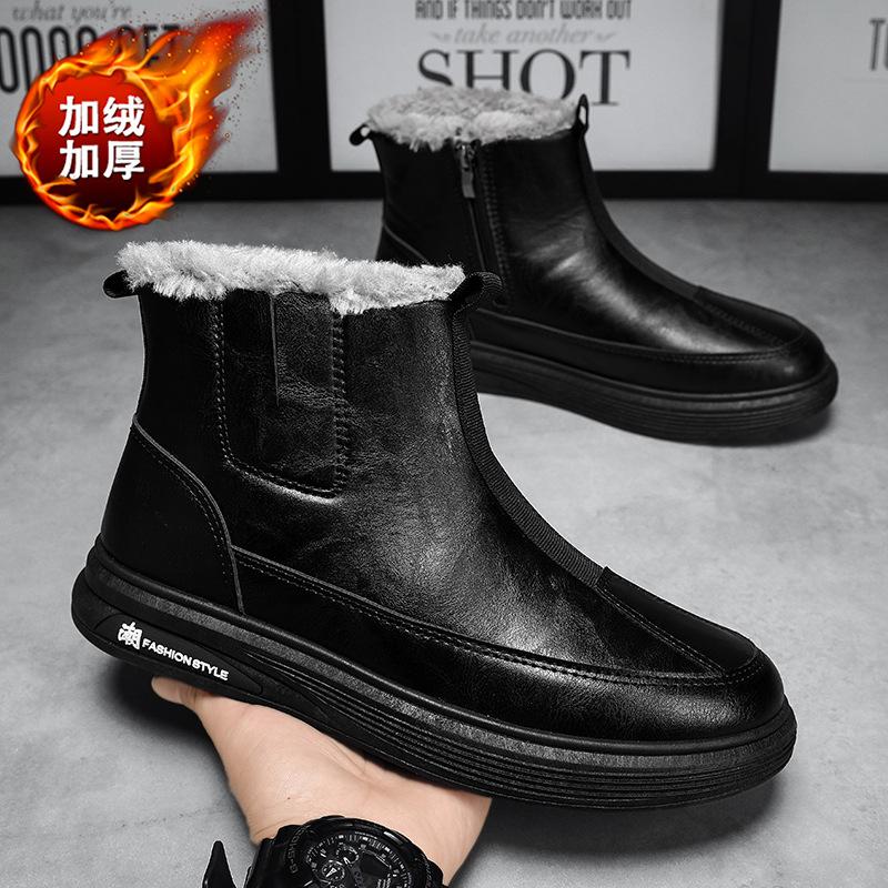 Snow boots winter velvet warm thickened Northeast high-top cotton shoes fur integrated sleeve Martin boots