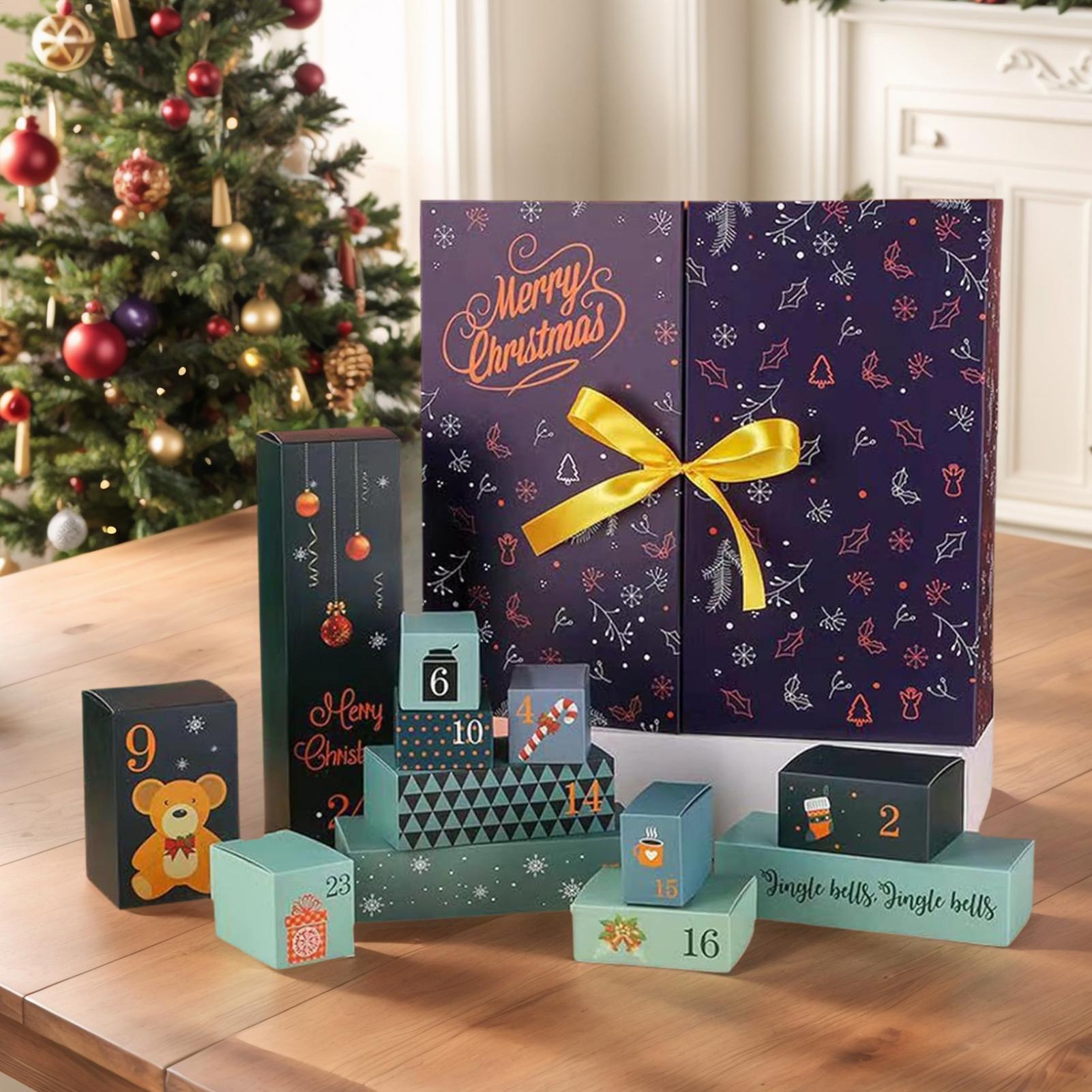 

Christmas Countdown Calendar Empty Gift Box 24 Day Foldable Countdown To Christmas surprise Gift Box for Table Fireplace 33.5x30.5x8cm