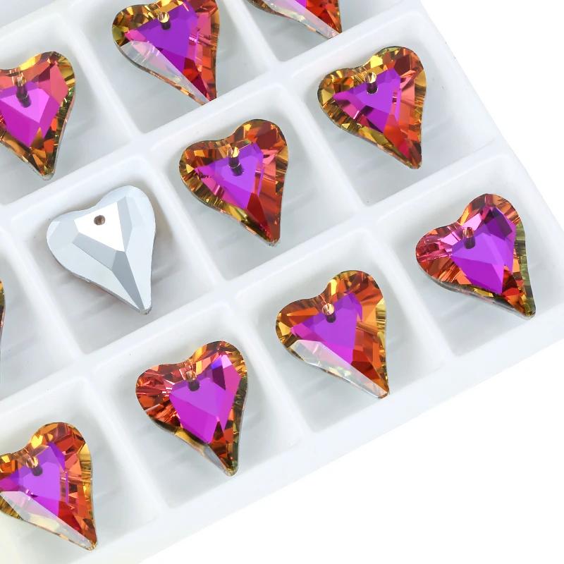 6240 Crystal Wild Heart Charms Glass Austria Loose Beads Pendant Rhinestones for DIY Earring Necklace Jewelry Accessories 12Pcs