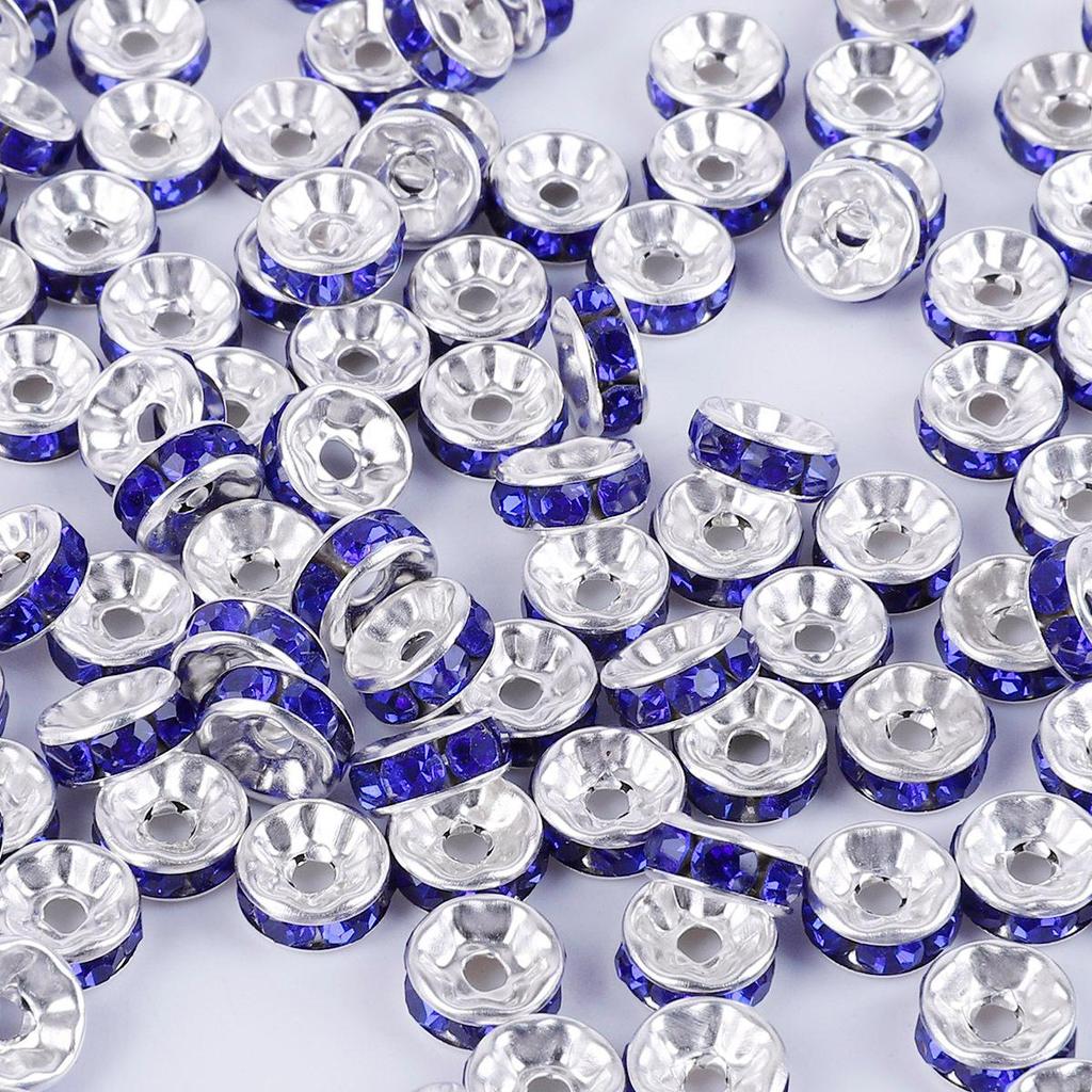 50 Pcs Electroplated Colorful Diamond Spacer Beads for DIY Jewelry, Iron Material