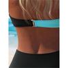 Bikini Set 2 Pezzi Color Block con Schiena Incrociata Scoperta, Costumi da Bagno Elasticizzati con Collo Allacciato dietro la Nuca, Abbigliamento da Bagno & Abbigliamento da Donna