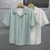 Japanese Style Solid Color Short Sleeve Shirt for Youth