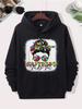 Autism Mom Pattern Printed Hoodie - Unisex Black Pullover, Puzzle Pieces and Rainbow Design, Soft Blend, Kangaroo Pocket, Comfortable Casual and Game