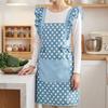 Twill Cotton Apron with Polka Dot & Ruffle Straps Water-Resistant Kitchen Apron for Cooking Baking Breathable Large Front Pocket Home Apron
