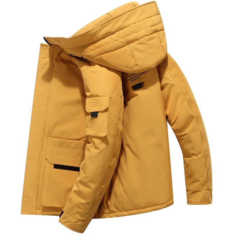 Mens Winter Down Jacket Hooded Thick Warm Outdoor Workwear Loose Fit Casual Parka Cold Weather