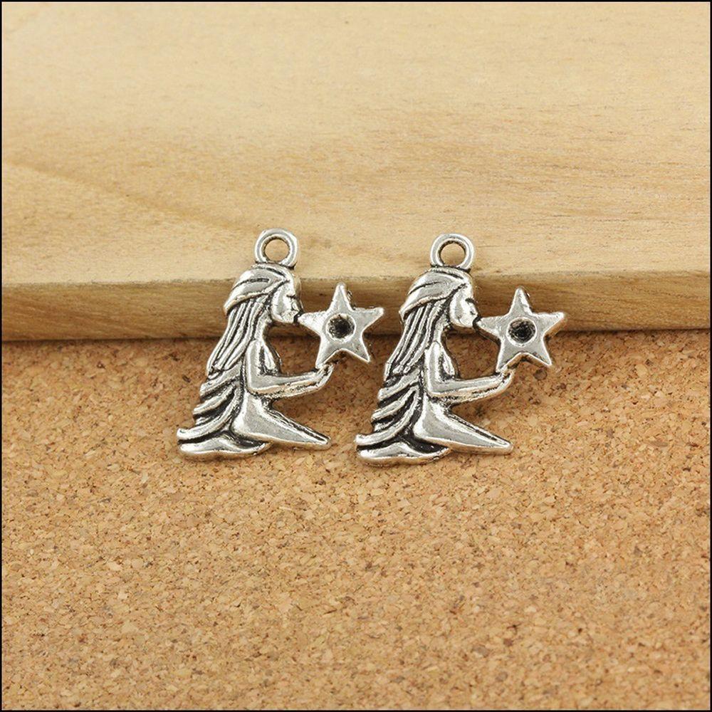 Zinc Zinc Alloy Mixed Zodiac Tibetan Silver Dangle Beads for Jewelry Making Charm Pendant Accessories