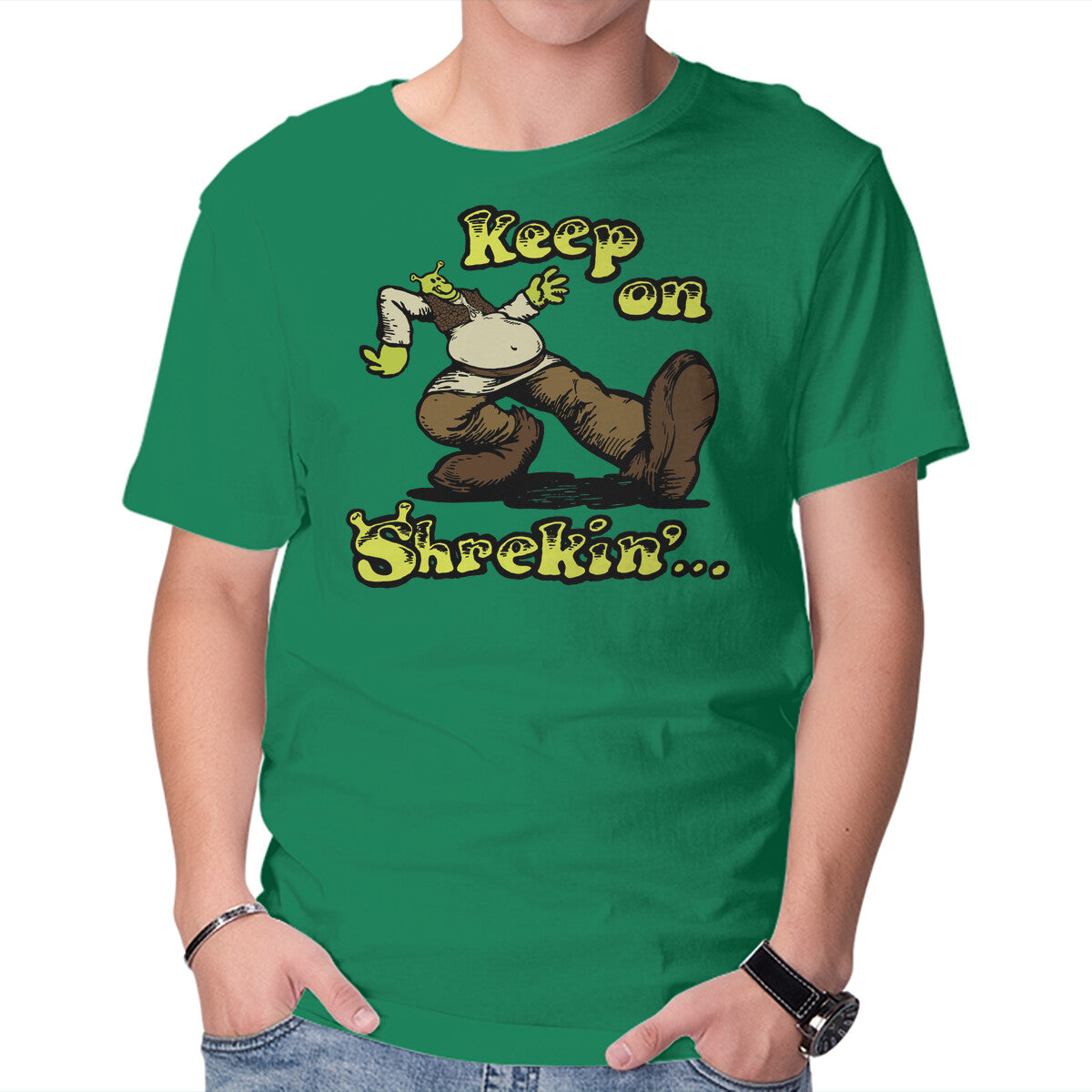 Unisex Crew Neck T-Shirt Keep On Shrekin Graphic Short Sleeve Casual Tee XXL