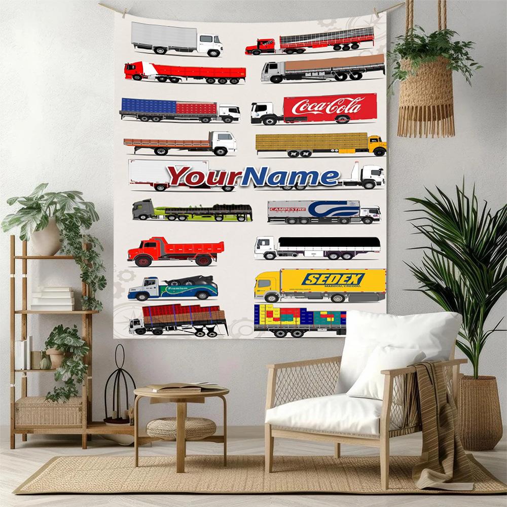 Peterbilt Heavy Trucks Custom Your Name Wall Decor Tapestry Art For Pet Memorial Birthdaywedding Party Backdrop Family Gift