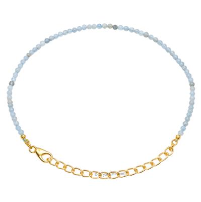 Certified Aquamarine Bracelet for Women Men with Healing Crystal and Reiki Stone - Beautiful Gemstone 2mm Faceted Beaded Bracelet for Balance, Ha