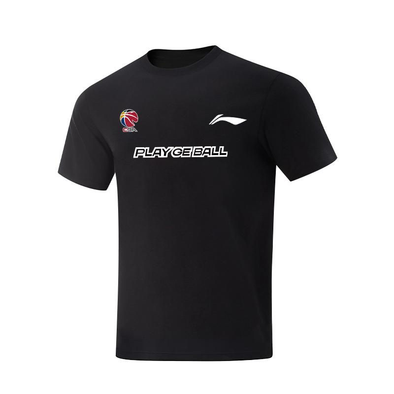Li Ning T Shirts Unisex Black Crew Neck Moderate Straight Fit AHSVE61-1