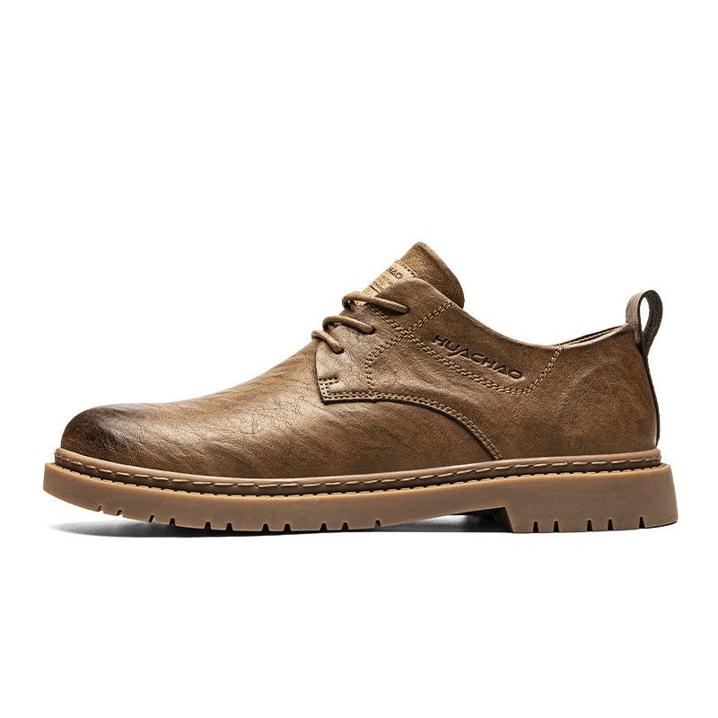 

Men s four-season casual leather shoes, heightened blue and low-top tooling shoes, breathable for work 44 хакі