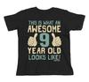 Boys 9th Birthday T-Shirt Kids Cotton Awesome 9 Year Old GIFT Childrens