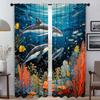 Marine Animal World Blackout Curtain for Room 2 Panel Elegant Room Curtains Partition Halloween Decoration Shades Living Kitchen