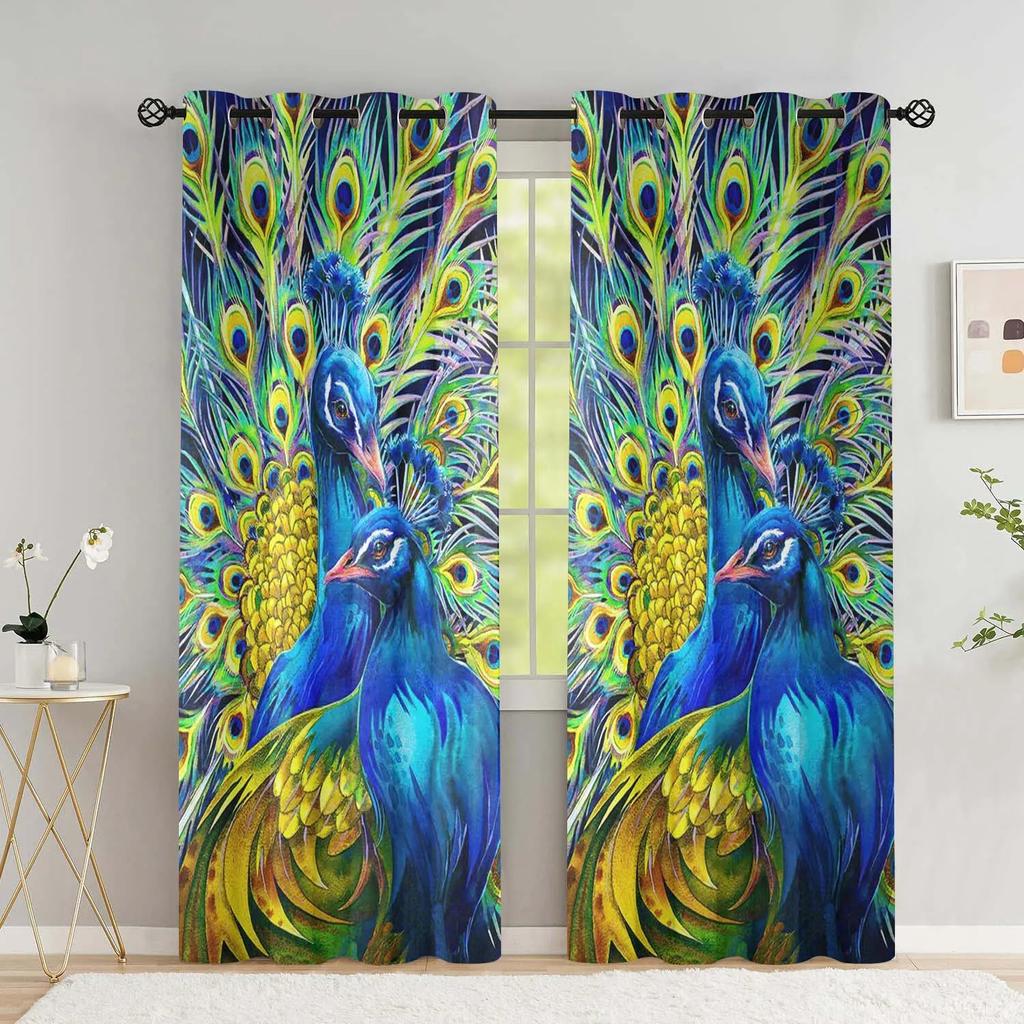 Peacock Flower Curtains for The Bedroom Animal Drapes in Living Room Curtin for Window Home Decor High Shading New Pattern
