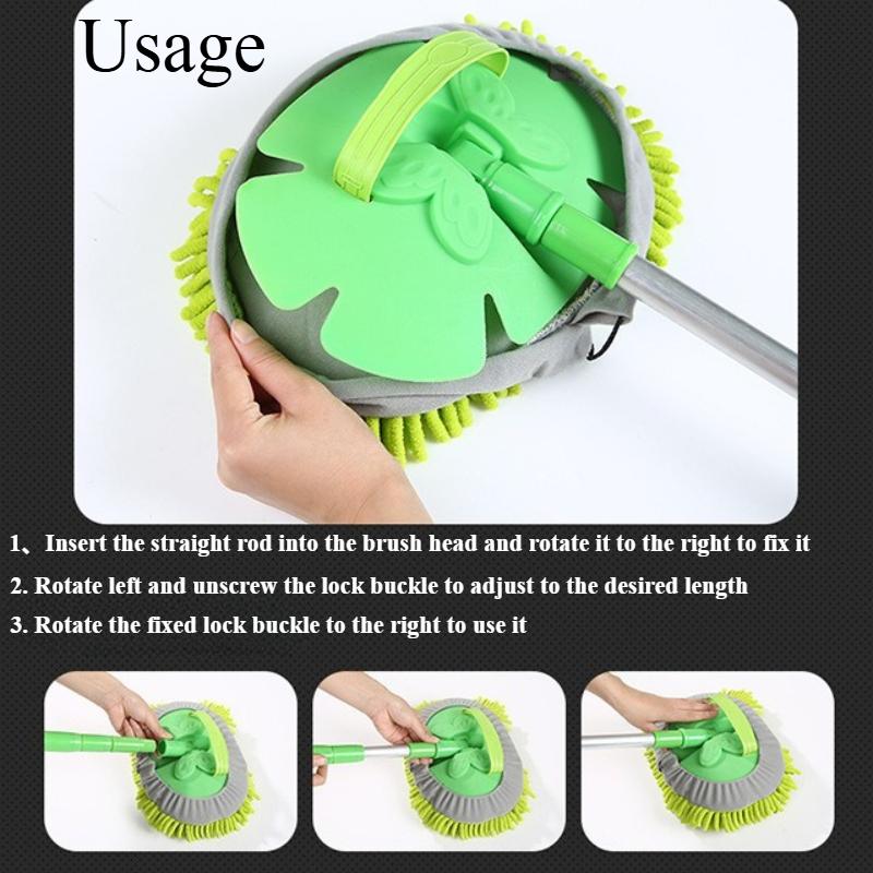 Soft Fleece Microfiber Retractable Car Wash Mop with Long Handle | Scratch-Resistant Mop Cleaning Gloves for Car,Caravans, Homes