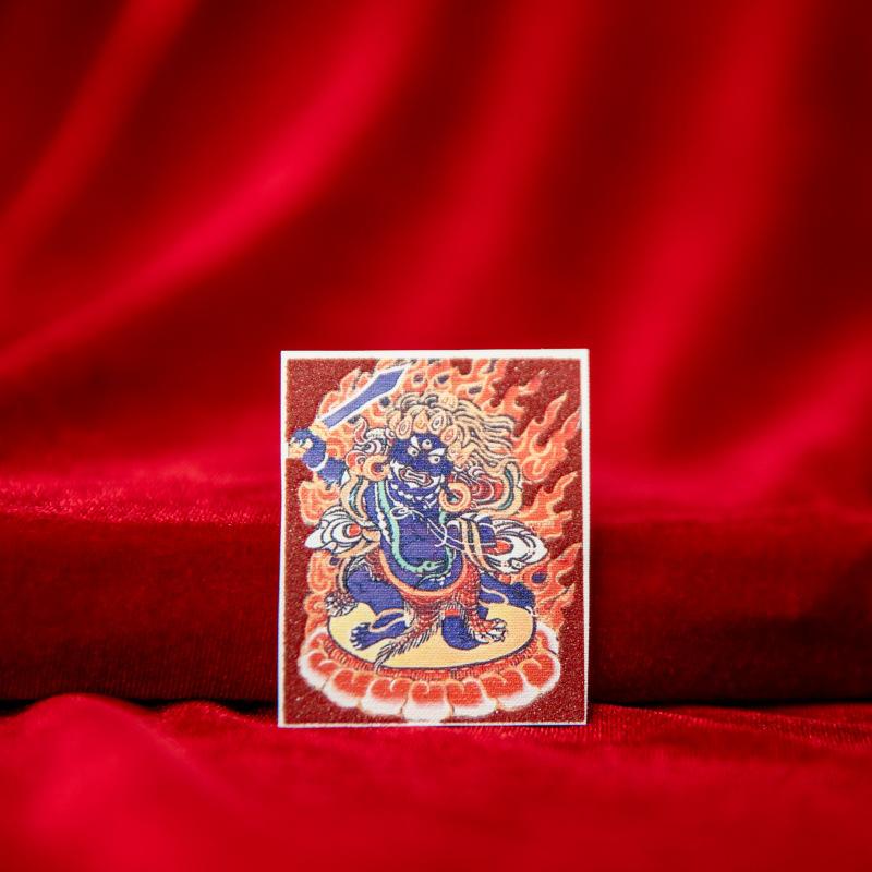Tibetan Eight Protectors Cinnabar Mineral Sand Thangka Painting Core 4X5 - Birth Year Buddha