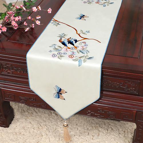 New Chinese Table Flag Modern Minimalist Bed Flag Towel Chinese Style Tea Tablecloth Classic Style Shoe Cabinet Cover Cloth Long Strip Tablecloth