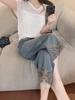 2026 Spring Women's Retro Embroidered Wide-Leg Jeans