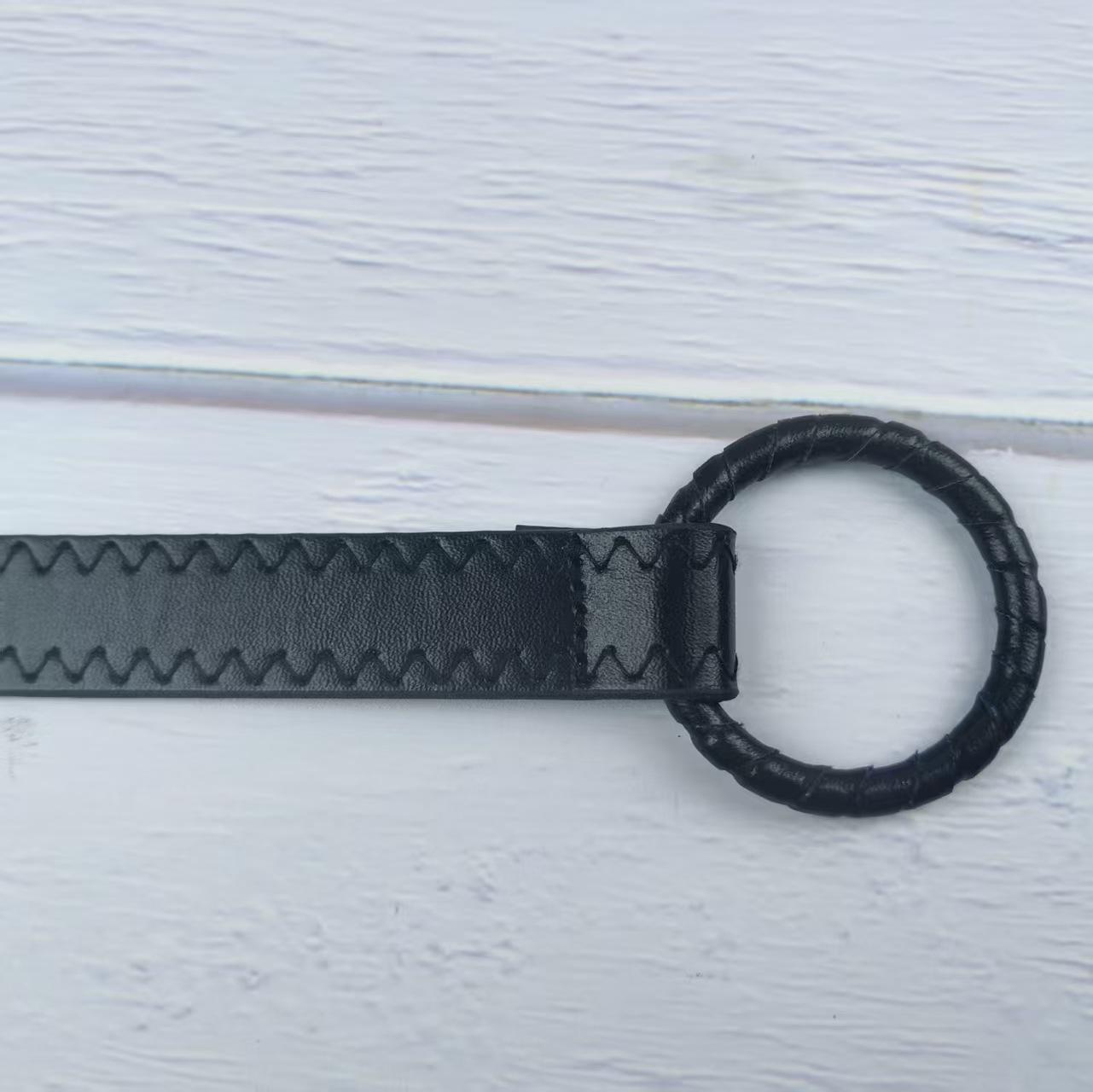 Многоцветный Минималистичный Плетеный Тонкий Пояс с Круглой Пряжкой для Подчеркивания Талии 135cm чёрный