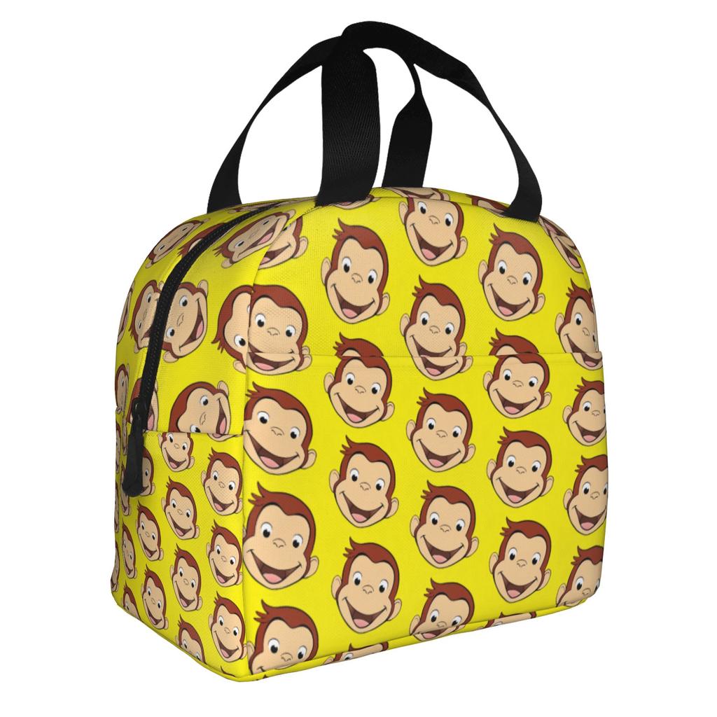 Cartoon Curious George Funny TV Monkey Anime Insulated Lunch Bags for Women Resuable Thermal Cooler Bento Box School