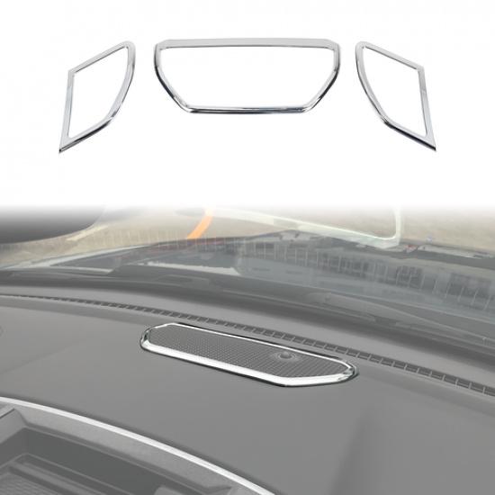 

3x Inner Center Console Speaker Cover Trim Frame For Dodge Ram 1500 2018+ Chrome
