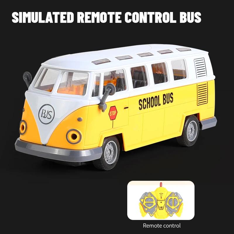 1/30 Rc School Bus High Speed Car 4Ch Lights Tour Bus Model Remote Control Double Decker Sightseeing Vehicle Kids Toys Gifts
